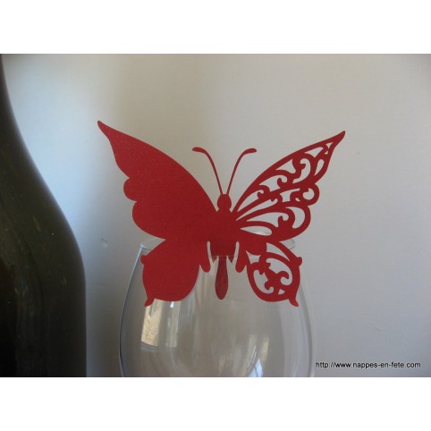 Marque place papillon rouge pour verre