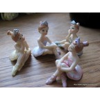 ballerines, lot de 4 figurines fées assises