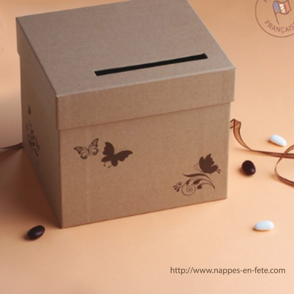 Tirelire Personnalisable En Carton Kraft Avec Papillons