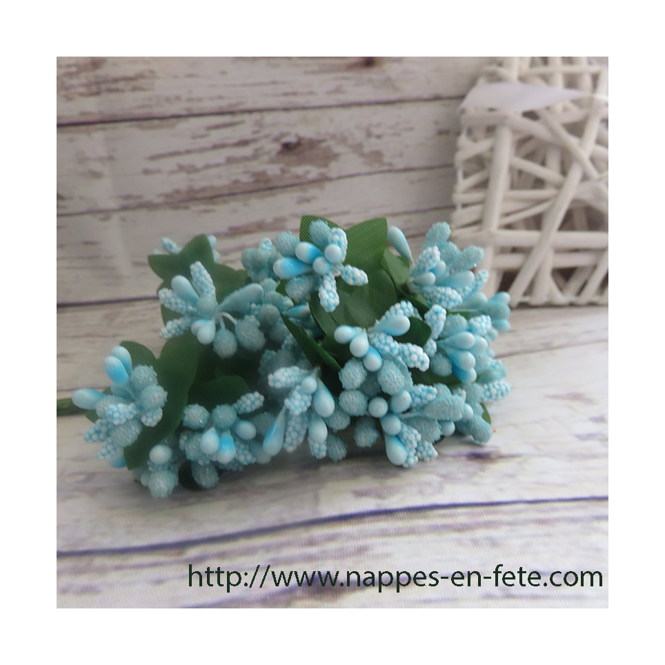 Fleurs miniatures turquoises, liens pour décorer vos tulles ou votre table