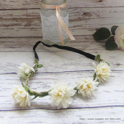 headband couronne de fleurs ivoire pour mriage