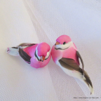couple d'oiseaux artificiels à dominante rose