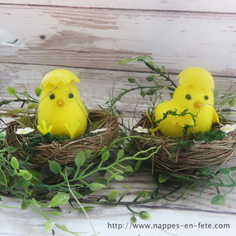 poussin décoration de pâques, poussin dans nid