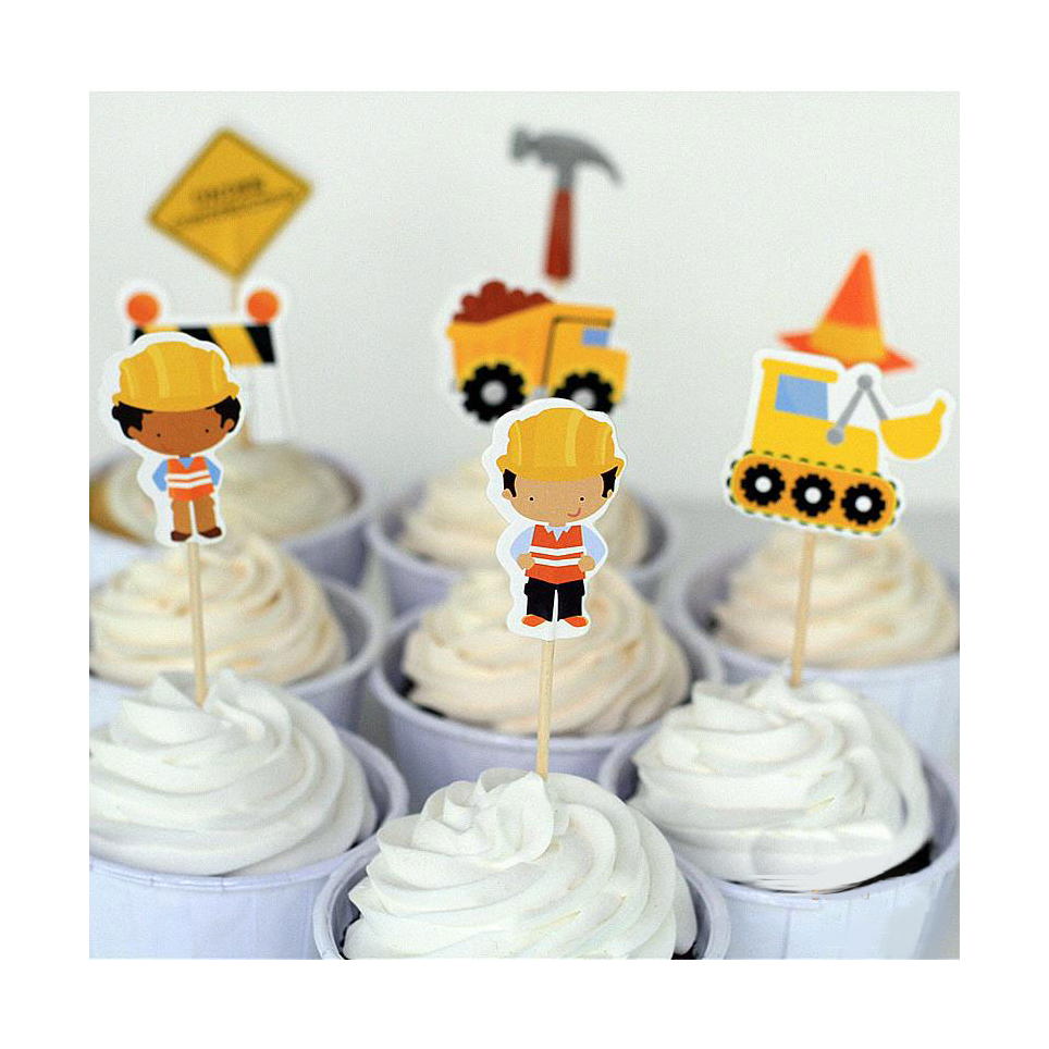 Cake Topper Tractopelle Engins De Travaux Publics Anniversaire Enfants