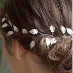 headband, guirlande feuilles argentées pour coiffure de mariée