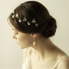 headband de mariée, guirlande de perles et feuilles , bijou de tête