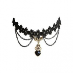 collier gothique en dentelle noire avec pendentif cœur