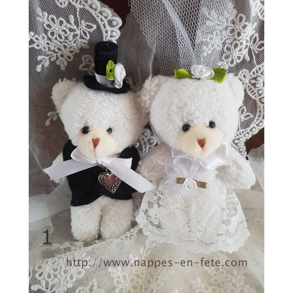 couple d'ours en peluche, pour mariage exclusivité nappes en fete