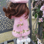 Robe rose, bonnet, Gilet et collants pour Poupée Les Chéries de Corolle ou Paola Reina